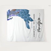 Unique Glam & Luxe Peacock Wedding Background Wandteppich (Vorderseite (Horizontal))