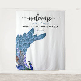 Unique Glam & Luxe Peacock Wedding Background Wandteppich
