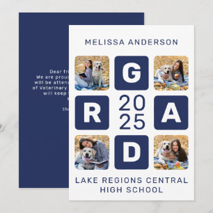 Unique Grad Navy Blue White 4 Foto Abschluss Ankündigung