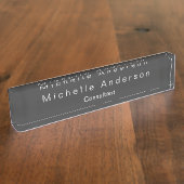 Unique Gray Consultant Desk Namplate Namensplakette (Seite)