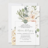 Unique Gree Floral Eukalyptus Monogram Quinceañera Einladung (Vorderseite)