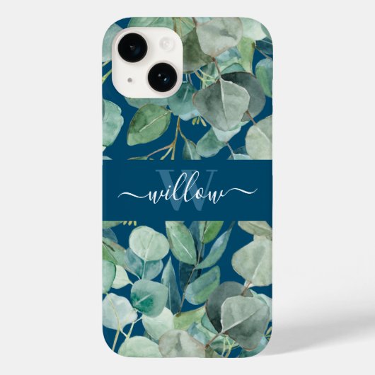 Unique Green Botanic Name Calligraphy Monogram Case-Mate iPhone Hülle (Rückseite)