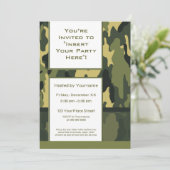 Unique Green Military Camouflage Einladung (Stehend Vorderseite)