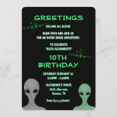 Unique Hand Drawn Aliens Kid's 10th Birthday Party Einladung (Rückseite)