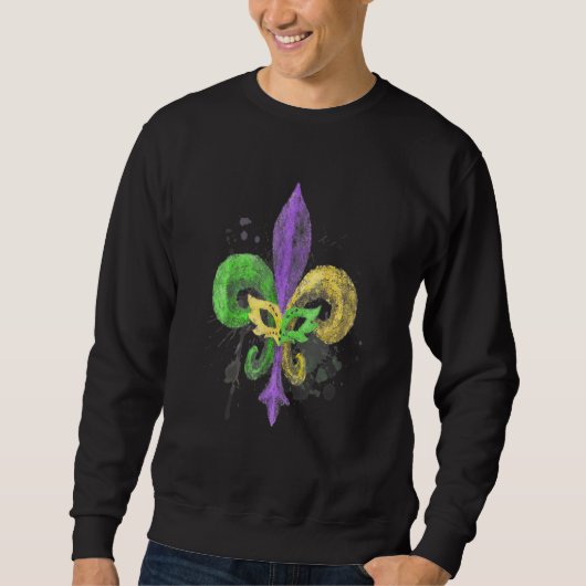 Unique Hand Drawn Fluer De Lis Mardi Gras Carnival Sweatshirt (Vorderseite)