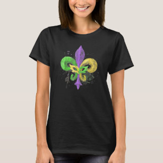 Unique Hand Drawn Fluer De Lis Mardi Gras Carnival T-Shirt