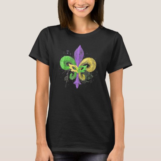 Unique Hand Drawn Fluer De Lis Mardi Gras Carnival T-Shirt (Vorderseite)