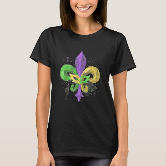 Unique Hand Drawn Fluer De Lis Mardi Gras Carnival T-Shirt (Vorderseite)
