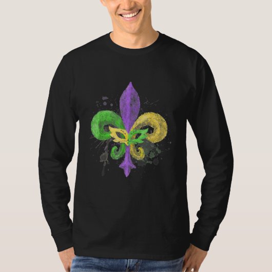 Unique Hand Drawn Fluer De Lis Mardi Gras Carnival T-Shirt (Vorderseite)