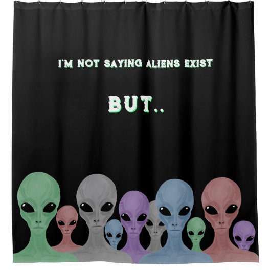 Unique Hand Drawn Multi Coloured Aliens  Duschvorhang (Vorderseite)