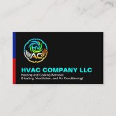 Unique Heating & Cooling Logo | Black HVAC Company Visitenkarte (Vorderseite)