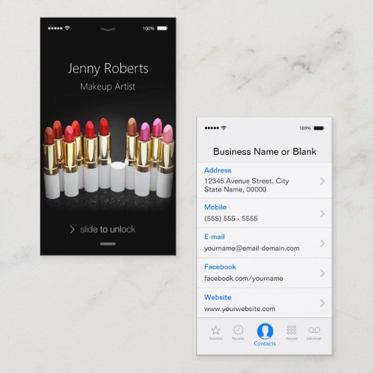 Unique iPhone iOS Style - Lipstick Makeup Artist Visitenkarte (Vorne/Hinten)