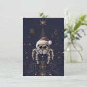 Unique Jumping Spider Christmas Cards Feiertagskarte (Stehend Vorderseite)