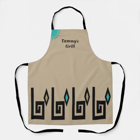Unique Khaki Southwestern Aztec Style Schürze (Vorderseite)