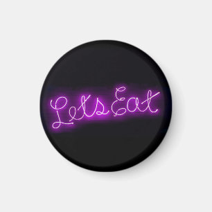 Unique Let’s Eat Vintage Neon Sign in Purple Magnet