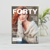 Unique Magazine 40. Geburtstag Custom Foto Einladung (Stehend Vorderseite)