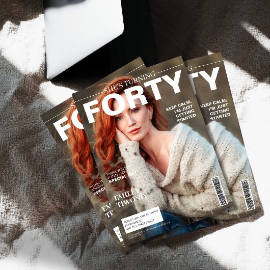 Unique Magazine 40. Geburtstag Custom Foto Einladung