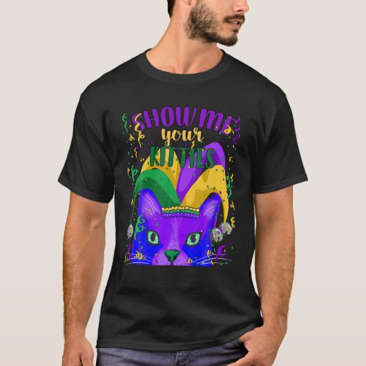 Unique Mardi Gras Party, Fat Tuesday, Cat Graphic T-Shirt (Vorderseite)