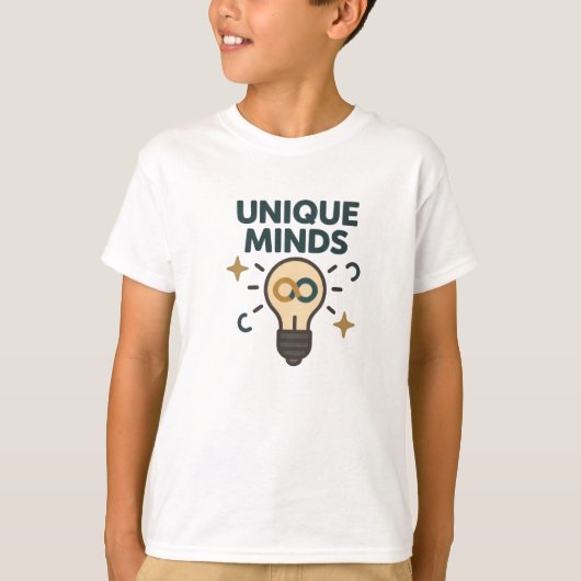 Unique Minds Neurodiversity Lightbulb  T-Shirt (Vorderseite)