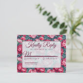 Unique Minimal Peonies Autumn Wedding RSVP Karte (Stehend Vorderseite)