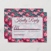 Unique Minimal Peonies Autumn Wedding  RSVP Karte (Vorne/Hinten)