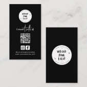 Unique Minimalistisch Black Social Media Qr Code Visitenkarte (Vorne/Hinten)
