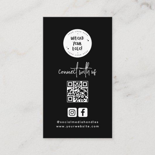 Unique Minimalistisch Black Social Media Qr Code Visitenkarte (Vorderseite)