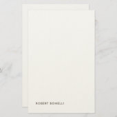 Unique Modern Black White Your Name Minimalist Briefpapier (Vorne/Hinten)