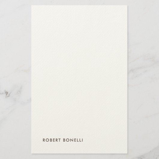 Unique Modern Black White Your Name Minimalist Briefpapier (Vorderseite)