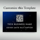 Unique Modern Blue Pixel QR Code Tech Business Visitenkarte