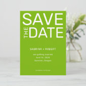 Unique Modern Bold Green Typografy Wedding Save The Date (Stehend Vorderseite)