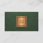 Unique modern bold monogram QR code gold green Visitenkarte (Vorderseite)