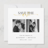 Unique Modern Elegant Gold Script Photo Wedding Save The Date (Vorderseite)