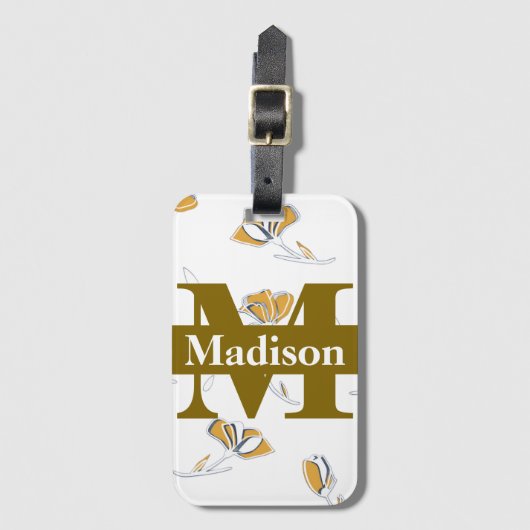 Unique Modern Monogram Initial Name Personalized  Gepäckanhänger (Vorderseite Vertikal)