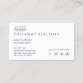 Unique Modern Zuhause Logo II Navy Linen Real Anwe Visitenkarte (Rückseite)