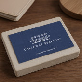 Unique Modern Zuhause Logo II Navy Linen Real Anwe Visitenkarte