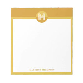 Unique Mustard Yellow Geometric Modern Monogram Notizblock
