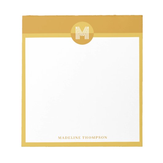 Unique Mustard Yellow Geometric Modern Monogram Notizblock (Vorderseite)