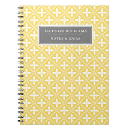 Unique Name Yellow Grey Floral Lattice Journal Notizblock