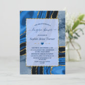 Unique Navy Blue Agate Gold Marble Lingerie Dusche Einladung (Stehend Vorderseite)