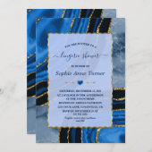 Unique Navy Blue Agate Gold Marble Lingerie Dusche Einladung (Vorne/Hinten)