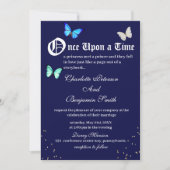 Unique Navy Blue Butterfly Fairytale Wedding Einladung (Vorderseite)