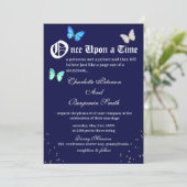 Unique Navy Blue Butterfly Fairytale Wedding Einladung (Stehend Vorderseite)