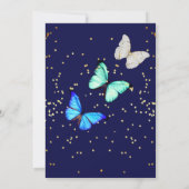 Unique Navy Blue Butterfly Fairytale Wedding Einladung (Rückseite)