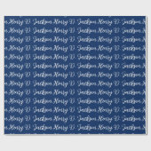 Unique Navy Blue Classical Handwriting Plain Geschenkpapier (Flach)