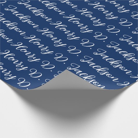 Unique Navy Blue Classical Handwriting Plain Geschenkpapier (Ecke)
