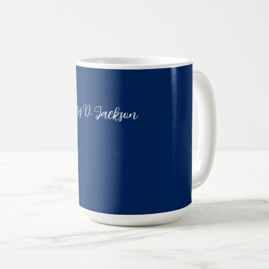 Unique Navy Blue Classical Handwriting Plain Kaffeetasse (VorderseiteRechts)
