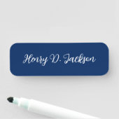 Unique Navy Blue Classical Handwriting Plain Namensschild (Beispiel)