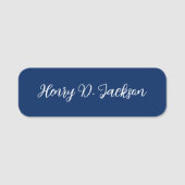 Unique Navy Blue Classical Handwriting Plain Namensschild (Vorderseite)