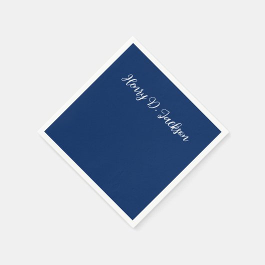 Unique Navy Blue Classical Handwriting Plain Serviette (Ecke)